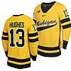 Michigan Wolverines TJ Hughes Jersey #13 Classic Hockey Maize Replica 2023-24