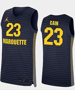 Marquette Golden Eagles Jamal Cain Jersey #23 College Basketball Navy