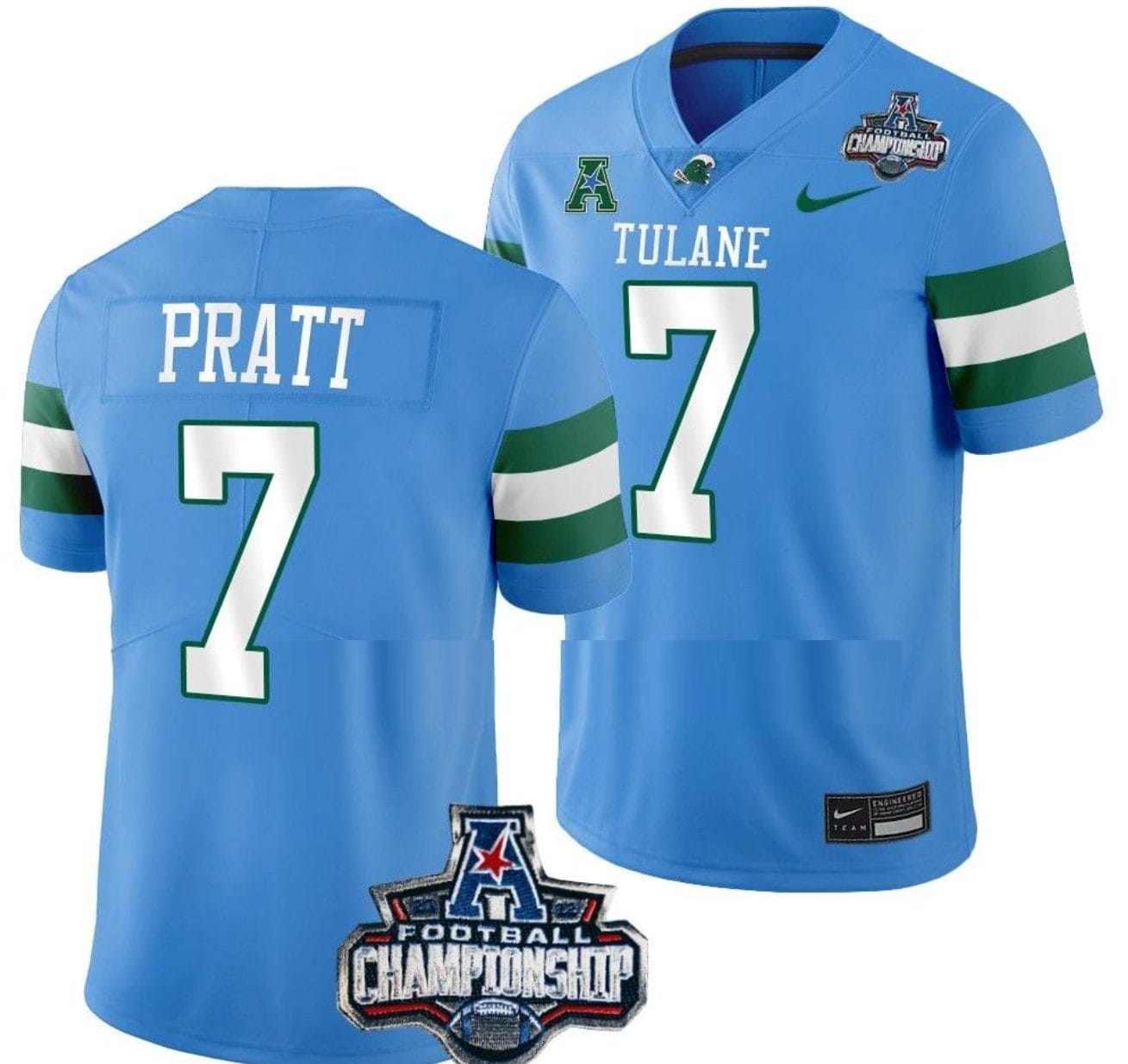 Michael Pratt Jersey #7 Tulane Green Wave 2022 ACC Football Championship Blue