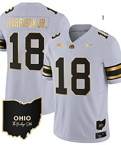 Marvin Harrison Jr Jersey #18 Ohio State Buckeyes College Football Stitched Special Vapor Limited Ohio Patch Gray Gold