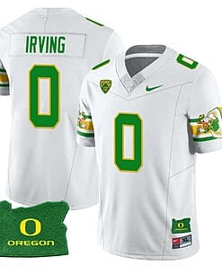 MarKeise Irving Jersey #0 Oregon Ducks ‘Mighty Oregon’ Throwback Football Uniforms Oregon State Patch White