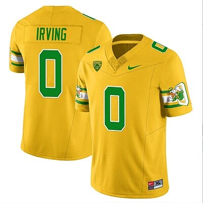 Mar'Keise Irving Jersey #0 Oregon Ducks ‘Mighty Oregon’ Throwback Football Uniforms Yellow