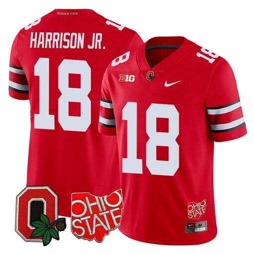 Marvin Harrison Jr Jersey #18 Ohio State Buckeyes College Football Stitched Scarlet