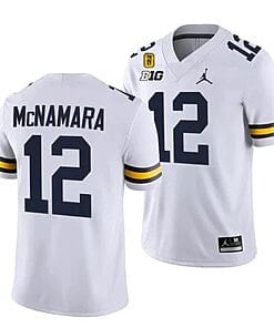 Michigan Wolverines TM 42 Patch Honor Tate Myre #25 Cade McNamara Jersey #12 All Stitched White