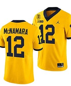 Michigan Wolverines TM 42 Patch Honor Tate Myre #25 Cade McNamara Jersey #12 All Stitched Maize