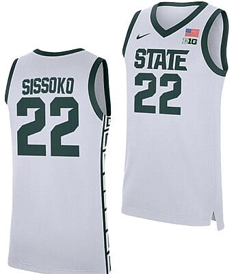 Mady Sissoko Jersey #22 Michigan State Spartans Replica Basketball 2023-24 White