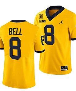 Michigan Wolverines TM 42 Patch Honor Tate Myre #25 Ronnie Bell Jersey #8 All Stitched Maize