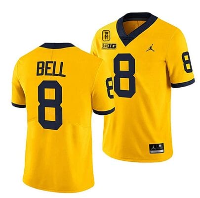 Michigan Wolverines TM 42 Patch Honor Tate Myre #25 Ronnie Bell Jersey #8 All Stitched Maize