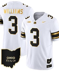 Miyan Williams Jersey #3 Ohio State Buckeyes College Football Stitched Vapor Limited Gold Ohio Patch White Gold