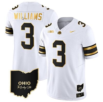 Miyan Williams Jersey #3 Ohio State Buckeyes College Football Stitched Vapor Limited Gold Ohio Patch White Gold