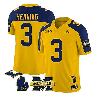 Michigan Wolverines AJ Henning Jersey #3 Special College Football 2023 Stitched Maize Alternate