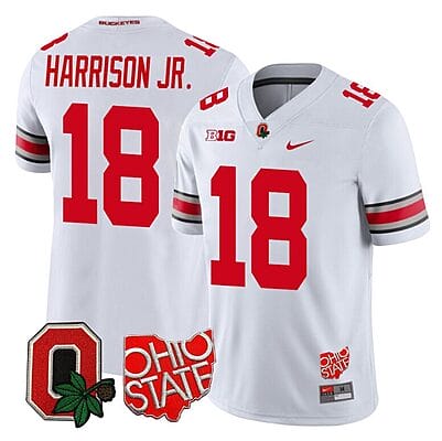 Marvin Harrison Jr Jersey #18 Ohio State Buckeyes College Football Stitched White