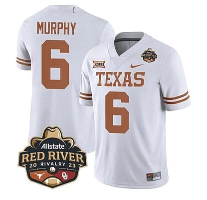 Maalik Murphy Jersey #6 Texas Longhorn Jersey Allstate Red River Vivalry Patch College Football White