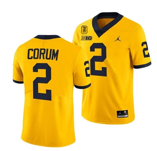Michigan Wolverines TM 42 Patch Honor Tate Myre #25 Blake Corum Jersey #2 All Stitched Maize
