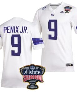 Michael Penix Jr Jersey #9 Washington Huskies Allstate Sugar Bowl Patch 2024 College Football White