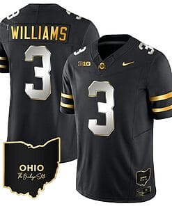 Miyan Williams Jersey #3 Ohio State Buckeyes College Football Stitched Vapor Limited Gold Ohio Patch Black Limited