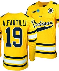 Michigan Wolverines Adam Fantilli Jersey #19 NCAA Hockey Tournament Maize 2023