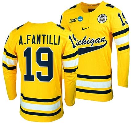 Michigan Wolverines Adam Fantilli Jersey #19 NCAA Hockey Tournament Maize 2023
