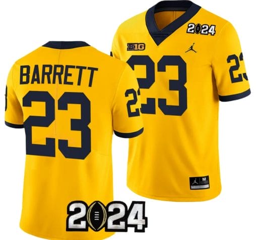 Michael Barrett Jersey #23 Michigan Wolverines 2024 Football National Championship Playoff Yellow
