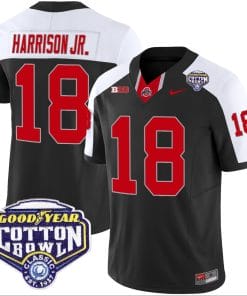 Marvin Harrison Jr Jersey #18 Ohio State Buckeyes Cotton Bowl Patch Vapor Football Black Alternate