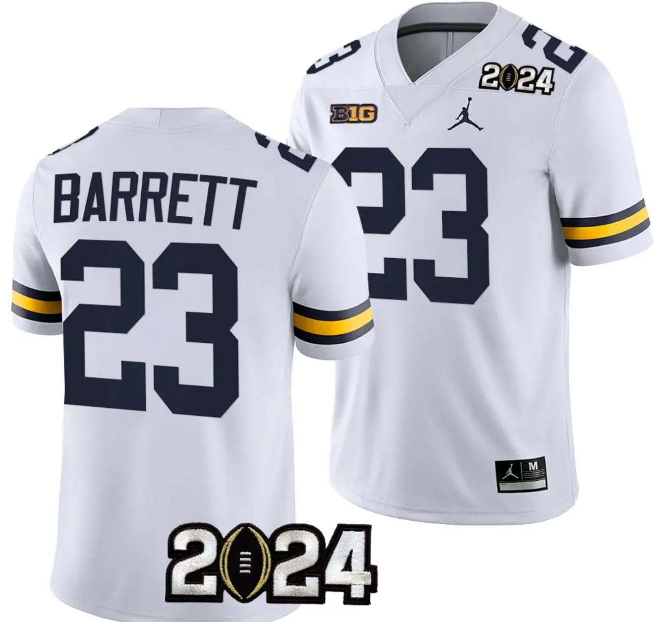 Michael Barrett Jersey #23 Michigan Wolverines 2024 Football National Championship Playoff White