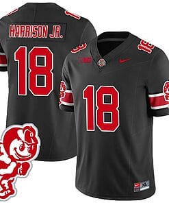 Marvin Harrison Jr Jersey #18 Ohio State Buckeyes Football 2023 Stitched Brutus Buckeye Patch Black