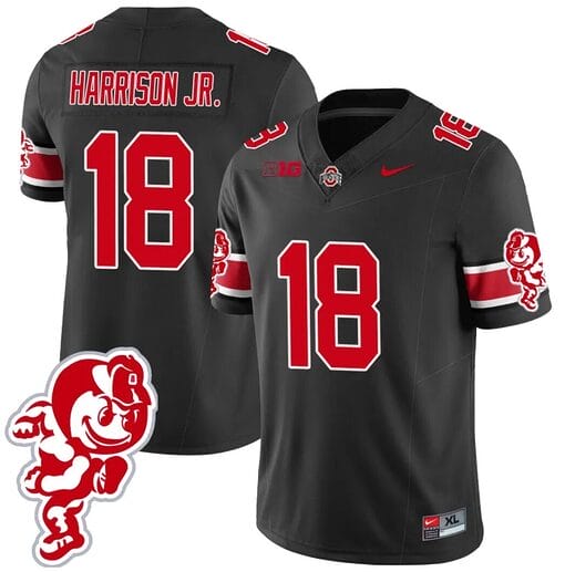 Marvin Harrison Jr Jersey #18 Ohio State Buckeyes Football 2023 Stitched Brutus Buckeye Patch Black