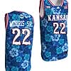 Marcus Morris Sr Jersey #22 Kansas Jayhawks Bill Self Game College Basketball Blue Maui Strong