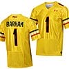 Maryland Terrapins Jaishawn Barham Jersey #1 College Football Gold 2023 Script Uniform