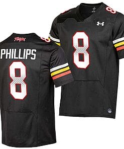 Maryland Terrapins Jordan Phillips Jersey #8 College Football Black 2023 Replica Uniform
