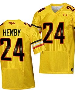 Maryland Terrapins Roman Hemby Jersey #24 College Football Gold 2023 Script Uniform