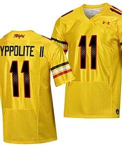 Maryland Terrapins Ruben Hyppolite II Jersey #11 College Football Gold 2023 Script Uniform