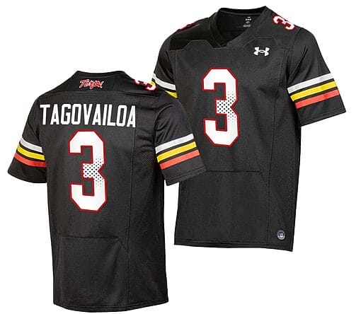 Maryland Terrapins Taulia Tagovailoa Jersey #3 College Football Black 2023 Replica Uniform