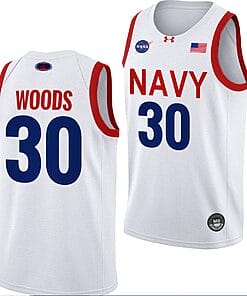 Mike Woods Jersey #30 Navy Midshipmen NASA-Themed Basketball uniform 2023-24 White