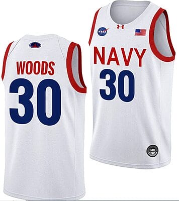 Mike Woods Jersey #30 Navy Midshipmen NASA-Themed Basketball uniform 2023-24 White