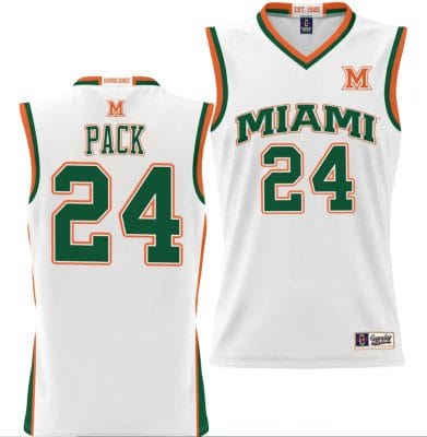 Nijel Pack Jersey #24 Miami Hurricanes NIL College Basketball Lightweight White