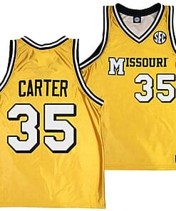 Noah Carter Jersey #35 Missouri Tigers Alternate Basketball Throwback Legacy Uniform Gold