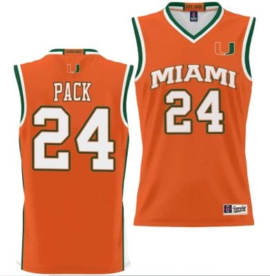 Nijel Pack Jersey #24 Miami Hurricanes NIL College Basketball Lightweight Orange