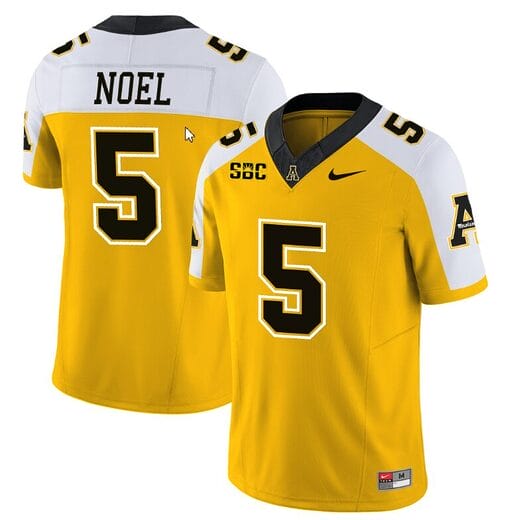 Nate Noel Jersey #5 Appalachian State Mountaineers Vapor Limited College Football Yellow Alternate