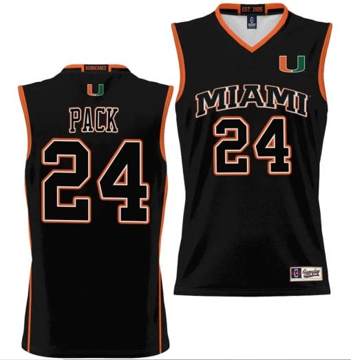 Nijel Pack Jersey #24 Miami Hurricanes NIL College Basketball Lightweight Black