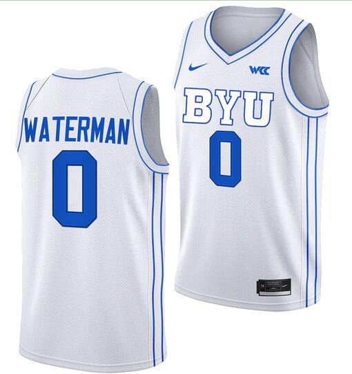 Noah Waterman Jersey #0 BYU Cougars College Basketball Jersey 2022-23 White