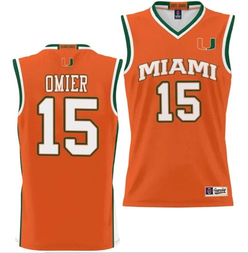 Norchad Omier Jersey #15 Miami Hurricanes NIL College Basketball Lightweight Orange