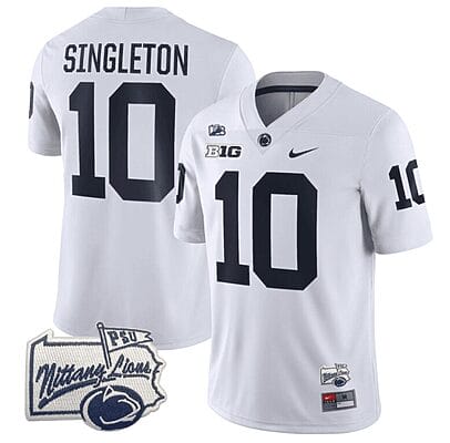 Nicholas Singleton Jersey #10 Penn State Nittany Lions PSU Patch College Football All Stitched White