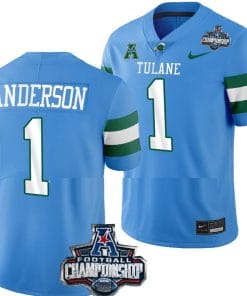 Nick Anderson Jersey #1 Tulane Green Wave 2022 ACC Football Championship Blue