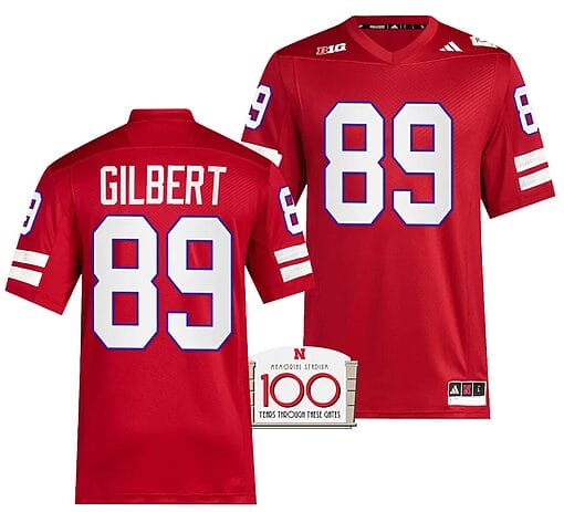 Nebraska Cornhuskers Arik Gilbert Jersey 100th Anniversary Red 2023 Alternate Football #89