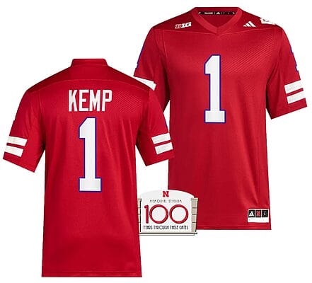 Nebraska Cornhuskers Billy Kemp Jersey 100th Anniversary Red 2023 Alternate Football #1