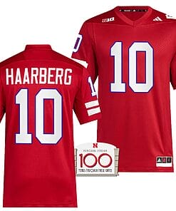 Nebraska Cornhuskers Heinrich Haarberg Jersey 100th Anniversary Red 2023 Alternate Football #10
