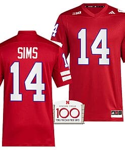 Nebraska Cornhuskers Jeff Sims Jersey 100th Anniversary Red 2023 Alternate Football #23