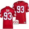 Nebraska Cornhuskers Ndamukong Suh Jersey 100th Anniversary Red 2023 Alternate Football #93