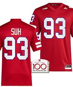 Nebraska Cornhuskers Ndamukong Suh Jersey 100th Anniversary Red 2023 Alternate Football #93